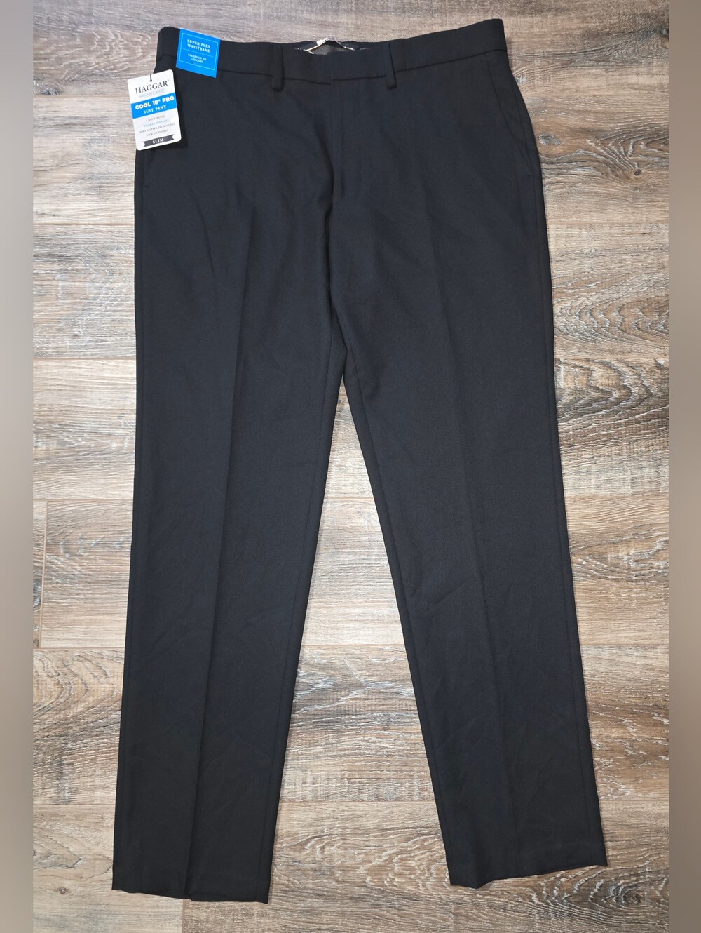 Haggar Suit Pants Mens 36x32 Black Slim Fit Active Series Stretch Cool 18 NWT